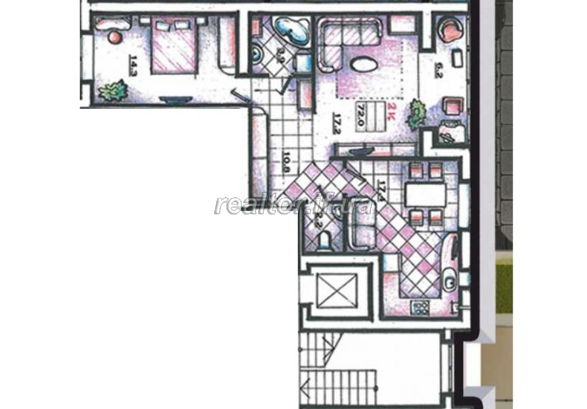 Eine Wohnung mit großer Planung in einem gemieteten Gebäude in der Stus Street