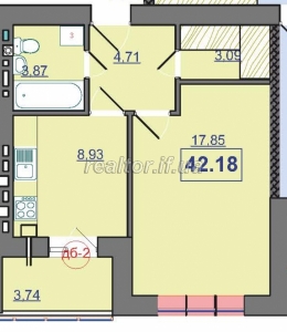 1k Wohnung auf Dovzhenko