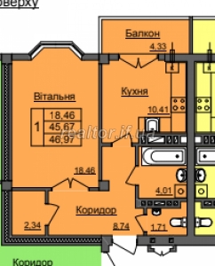 I will sell the beautiful one-room apartment in the Khmelnytsky residential complex
