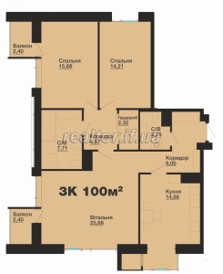 Spacious two-bedroom apartment for sale in the city center