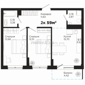 I am selling a cozy two-room apartment in the Park Alley residential complex